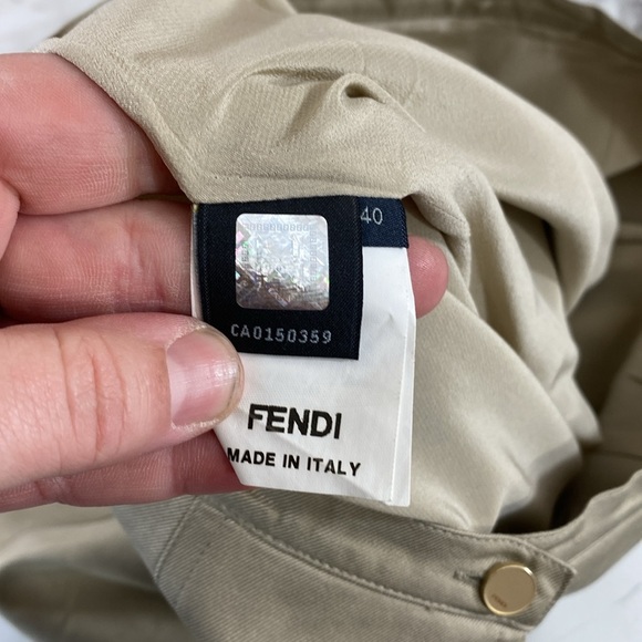 Fendi Skirt Womens 40 Tan Twill Silk Mini Peplum Layered Pencil Classy Designer - Picture 9 of 15
